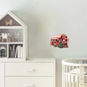 Kırmızı-Beyaz Tenteli ve Noel Ağaçlı Karavan Duvar Çıkartması thumbnail 1