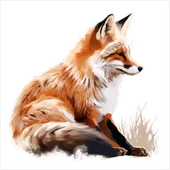 Otların Arasında Oturan Tilki Duvar Sticker'ı thumbnail 2