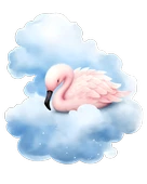 Mavi Bulutlar Arasında Uzanmış Pembe Flamingo Duvar Çıkartması thumbnail 2