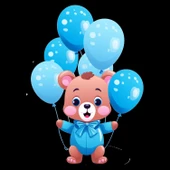 Mavi Balonlu Ayıcık Duvar Stickerı thumbnail 2