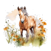 Bulutlu Manzaralı At Yavrusu Duvar Stickerı thumbnail 2