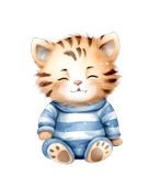 Çizgili Tulumlu Oturan Sevimli Kaplan Yavrusu Duvar Çıkartması thumbnail 2