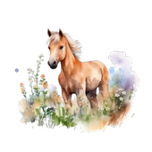 Mor Çiçekler Arasında At Yavrusu Duvar Stickerı thumbnail 2