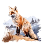 Kış Manzaralı Tilki Duvar Sticker'ı thumbnail 2