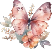 Pembe Tonlu Kelebek ve Çiçekler Duvar Stickerı thumbnail 2