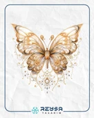 Altın Dantel Desenli Kelebek Duvar Stickerı thumbnail 1