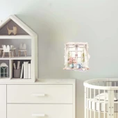 Pembe Çiçekli Vazolar ve Perde Detaylı Pencere Duvar Stickerı thumbnail 1