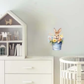 Çiçekli Kovada Tavşan Duvar Stickerı thumbnail 1