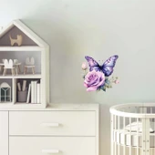 Uçuşan Kelebekler ve Çiçekler Duvar Stickerı thumbnail 1