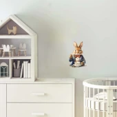 Papyonlu Tavşan ve Çay Fincanı Duvar Stickerı - Kırmızı Papyonlu - 1