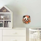 Turuncu Çiçekli Panda Kafası Duvar Stickerı - 1