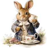 Çay İçen Tavşan Duvar Stickerı - Beyaz Yakalı - 2