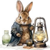 Mavi Ceketli ve Fenerli Tavşan Duvar Stickerı thumbnail 2