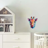 Pembe ve Mavi Tonlarında Detaylı Zürafa Kafası Duvar Sticker'ı thumbnail 1