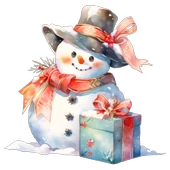 Şapkalı ve Hediyeli Karlı Adam Duvar Stickerı thumbnail 2