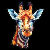 Çizgili Boyunlu Zürafa Kafası Duvar Sticker'ı thumbnail 2