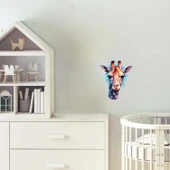 Mavi Tonlarında Benekli Zürafa Kafası Duvar Sticker'ı thumbnail 1