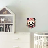 Pembe Gül Taçlı Panda Duvar Stickerı thumbnail 1