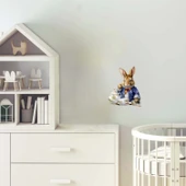 Çay Demliği ve Fincanlı Tavşan Duvar Stickerı - Mavi Ceketli - 1