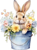Çiçekli Kovada Tavşan Duvar Stickerı thumbnail 2