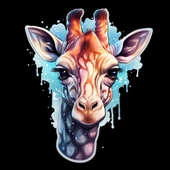 Mavi Tonlarında Benekli Zürafa Kafası Duvar Sticker'ı thumbnail 2