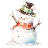 Şapkalı ve Kuşlu Karlı Adam Duvar Stickerı thumbnail 2