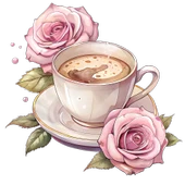 Pembe Güllü Kahve Fincanı - 1