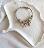 Lisbond Elegance Pandora Model Charmlı Çelik Pembe Kristal Kelebek - 2