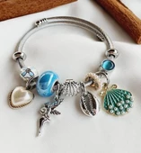 Lisbond Elegance Kadın Charmlı Çelik Pandora Modeli Bileklik Deniz kabuğu Charmlı Silver - 3