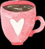 Kalpli Pembe Kahve Fincanı Duvar Stickerı - 1