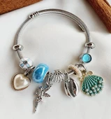 Lisbond Elegance Kadın Charmlı Çelik Pandora Modeli Bileklik Deniz kabuğu Charmlı Silver - 1