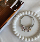 Lisbond Elegance Pandora Model Charmlı Çelik Pembe Kristal Kelebek - 1