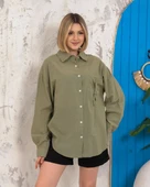 Relax fit keten gömlek haki s255349 - 1