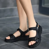 Trita Siyah Cilt Cırt Cırtlı Sandalet - 4