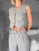 Essential yelek pantolon takım gri s255254 - 4