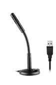 Masaüstü USB Bilgisayar Mikrofonu Tak Çalıştır 360° Esnek Gövde Gürültü Engelleyici Siyah - 1