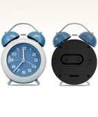 Valkyrie Akar Saniyeli Analog Yüksek Sesli Şirin Masa Saati Alarmlı Işıklı Dakik  Çift Çanlı Mavi - 8