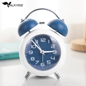 Valkyrie Akar Saniyeli Analog Yüksek Sesli Şirin Masa Saati Alarmlı Işıklı Dakik  Çift Çanlı Mavi - 1