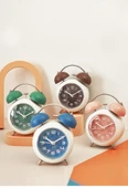 Valkyrie Akar Saniyeli Analog Yüksek Sesli Şirin Masa Saati Alarmlı Işıklı Dakik Çift Çanlı Yeşil - 8