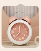 Valkyrie Akar Saniyeli Analog Yüksek Sesli Şirin Masa Saati Alarmlı Işıklı Dakik Çift Çanlı Pembe - 7