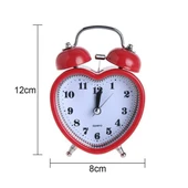 Valkyrie Akar Saniyeli Kalp Şeklinde Analog Çalar Saat Kalpli Alarmlı Yüksek Zil Sesli Işıklı Masa Saati Kırmızı - 6