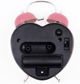 Valkyrie Akar Saniyeli Kalp Şeklinde Analog Çalar Saat Kalpli Alarmlı Yüksek Zil Sesli Işıklı Masa Saati Pembe - 6