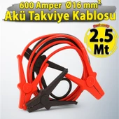 2.5 Metre 600A Akü Takviye Kablosu Kalın Kesitli Bakır Araç Araba Oto  Otomobil Kamyon Uyumlu Şarj - 1