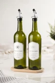 Bambu Standlı 2'li 750 ml Zeytinyağı & Sıvı yağ Şişesi & Yağlık Sirkelik Seti (Damlatmaz) - 2