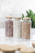 9'lu Bambu Kapaklı Cam Kavanoz & Erzak Saklama Kabı Seti 3* 1.3 Lt + 0.80 Lt + 0.50 Lt (Vakum Kapak) - 3