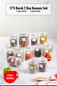 12'li Barok Yuvarlak 2 Boy Kavanoz Seti & Saklama Kabı & Erzak Kabı 6*500 ML,6*250 ML) - 1