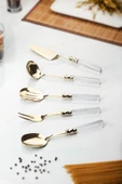5 Parça Gold Servis Seti & Servis Sunum Seti Şeffaf ( Kepçe / Kevgir / Sıpatula / Çatal / Kaşık ) - 3