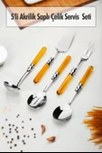 5 Parça Platin Servis Seti & Servis Sunum Seti Amber ( Kepçe / Kevgir / Sıpatula / Çatal / Kaşık ) - 1