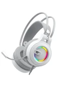 Havit Gamenote H2040D RGB Aydınlatmalı Mikrofonlu Gaming Oyuncu Kulaklığı - 3.5mm Jack + USB - Beyaz - 1
