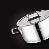 Nova Paslanmaz Çelik Cam Kapaklı Derin Tencere 26x15 cm thumbnail 3